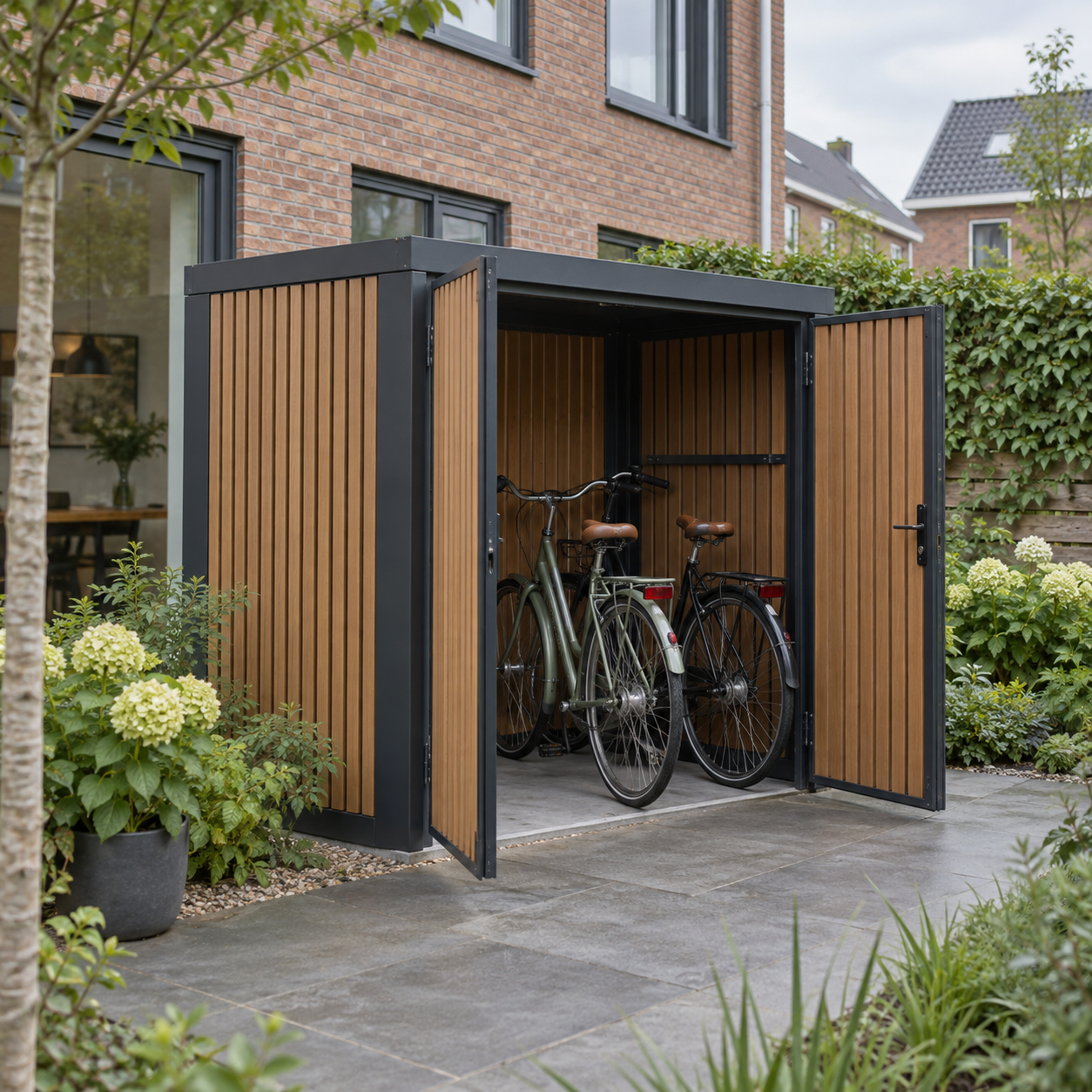 Fietsenbergingen bij een woning of in de tuin