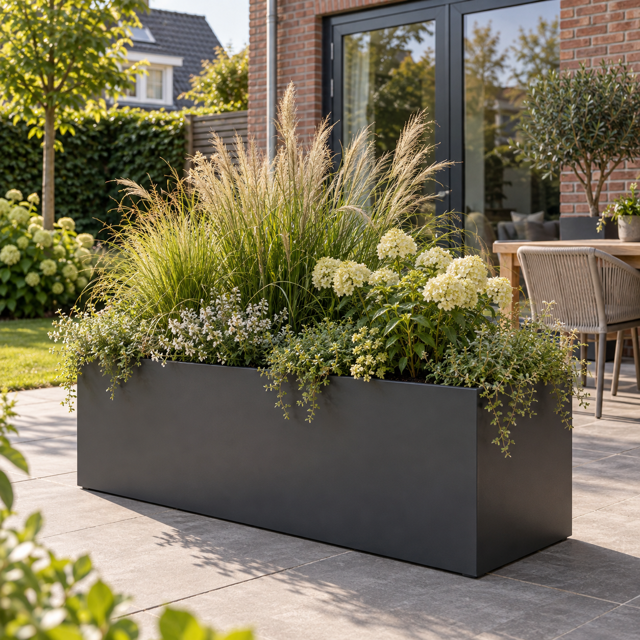 Plantenbakken bij een woning of in de tuin