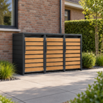 Kliko ombouw voor 3 containers met houtlook – antracietgrijs