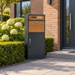 Hoge pakketbox met houtlook – antracietgrijs