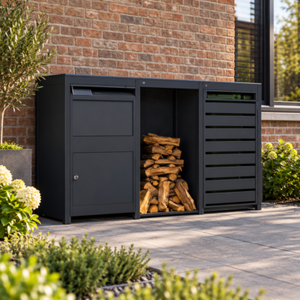 Combiset pakketbox, houtopslag en kliko ombouw – antracietgrijs